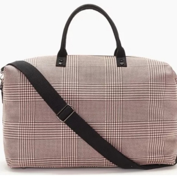 Lulu Dharma Pink Plaid Frasier Weekender Bag NWT - Picture 2 of 6